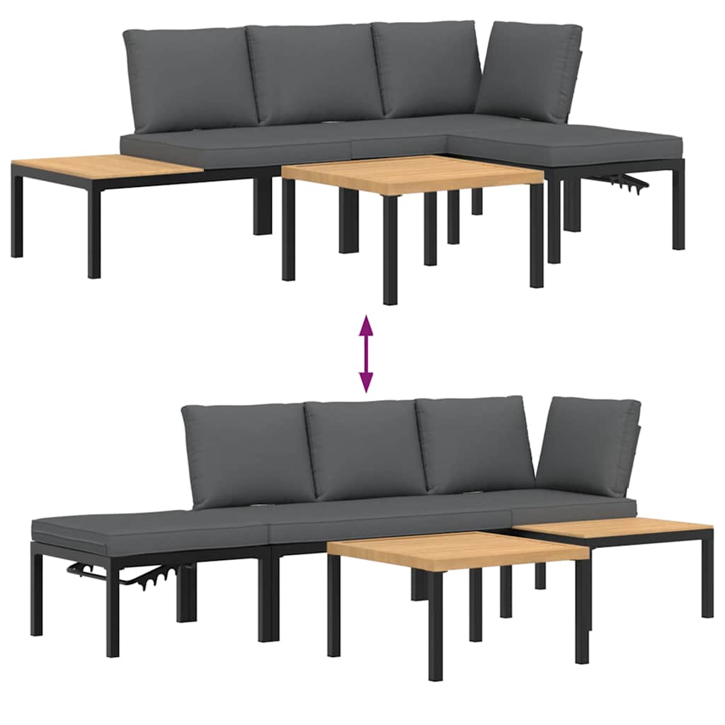 Set Divani da Giardino 4 pz con Cuscini in Alluminio Nero - homemem39