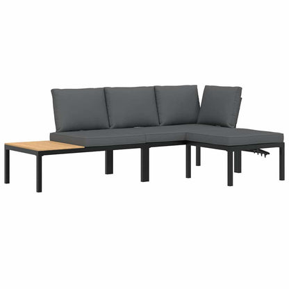 Set Divani da Giardino 3 pz con Cuscini in Alluminio Nero | homemem39