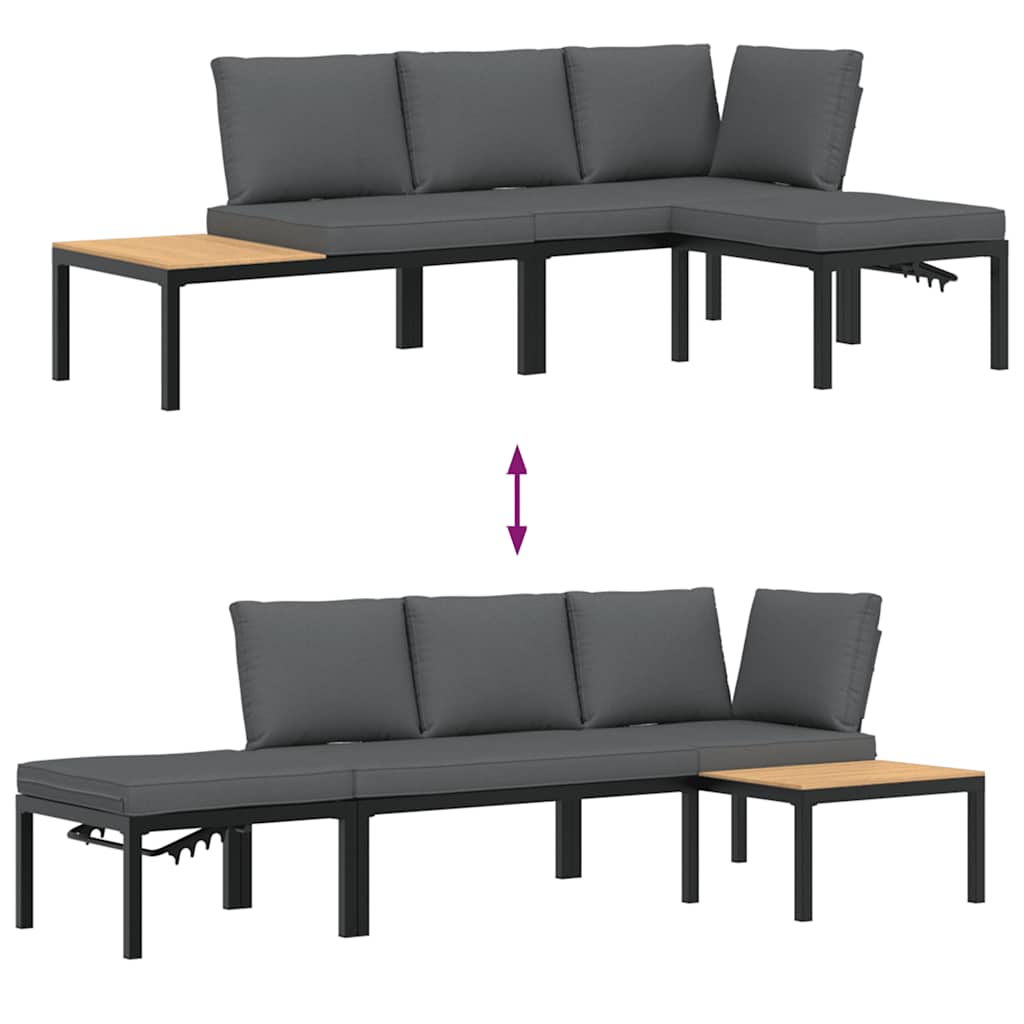Set Divani da Giardino 3 pz con Cuscini in Alluminio Nero | homemem39
