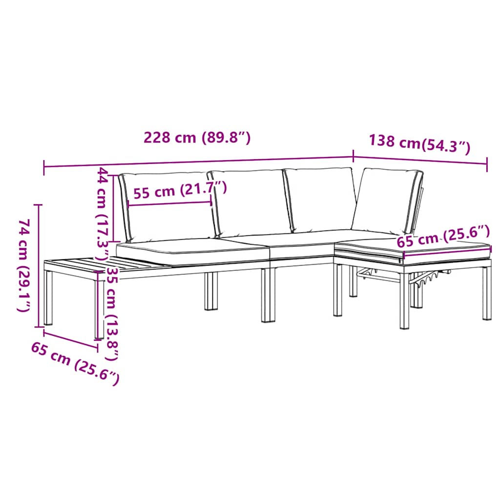 Set Divani da Giardino 3 pz con Cuscini in Alluminio Nero | homemem39