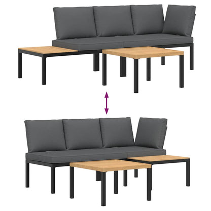 Set Divani da Giardino 3 pz con Cuscini in Alluminio Nero | homemem39