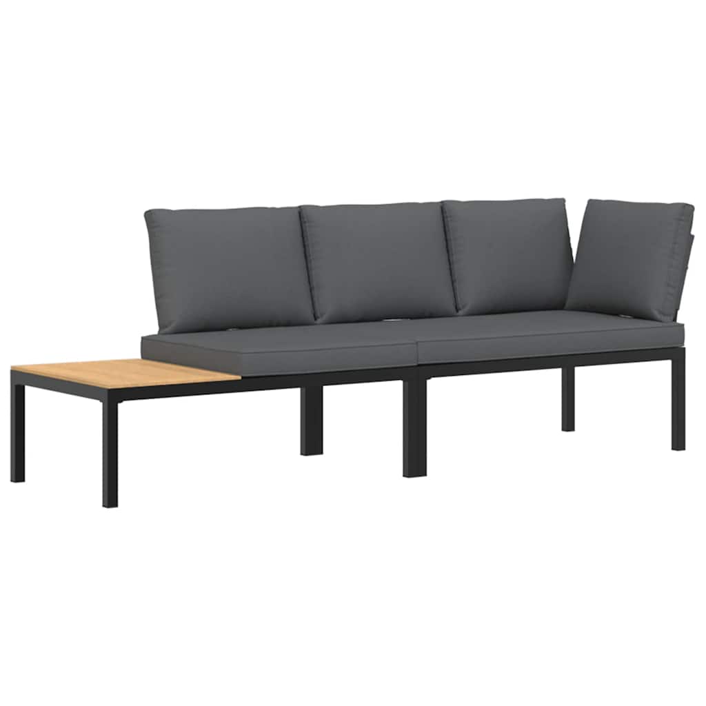 Set Divani da Giardino 2 pz con Cuscini in Alluminio Nero | homemem39