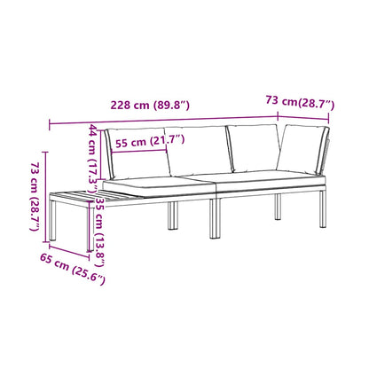 Set Divani da Giardino 2 pz con Cuscini in Alluminio Nero | homemem39