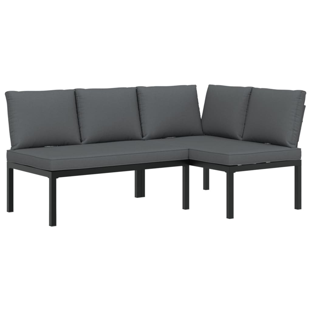 Set Divani da Giardino 2 pz con Cuscini in Alluminio Nero | homemem39