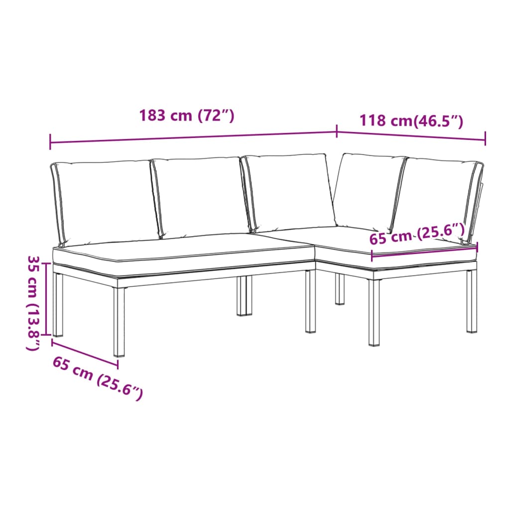 Set Divani da Giardino 2 pz con Cuscini in Alluminio Nero | homemem39