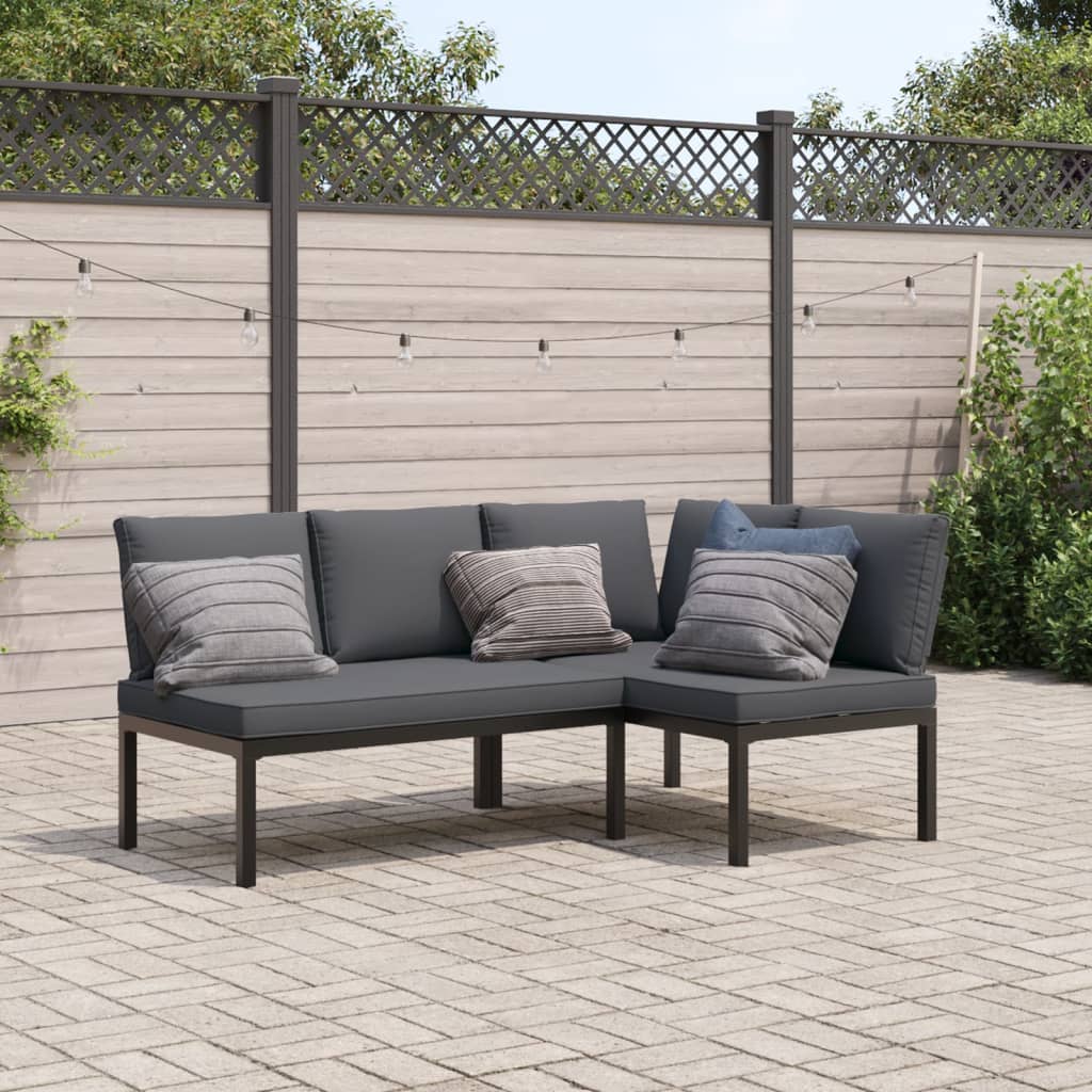 Set Divani da Giardino 2 pz con Cuscini in Alluminio Nero | homemem39