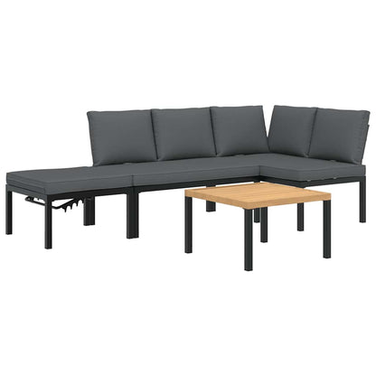 Set Divani da Giardino 4 pz con Cuscini in Alluminio Nero | homemem39