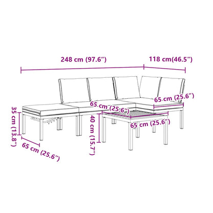 Set Divani da Giardino 4 pz con Cuscini in Alluminio Nero | homemem39