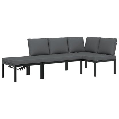 Set Divani da Giardino 3 pz con Cuscini in Alluminio Nero | homemem39