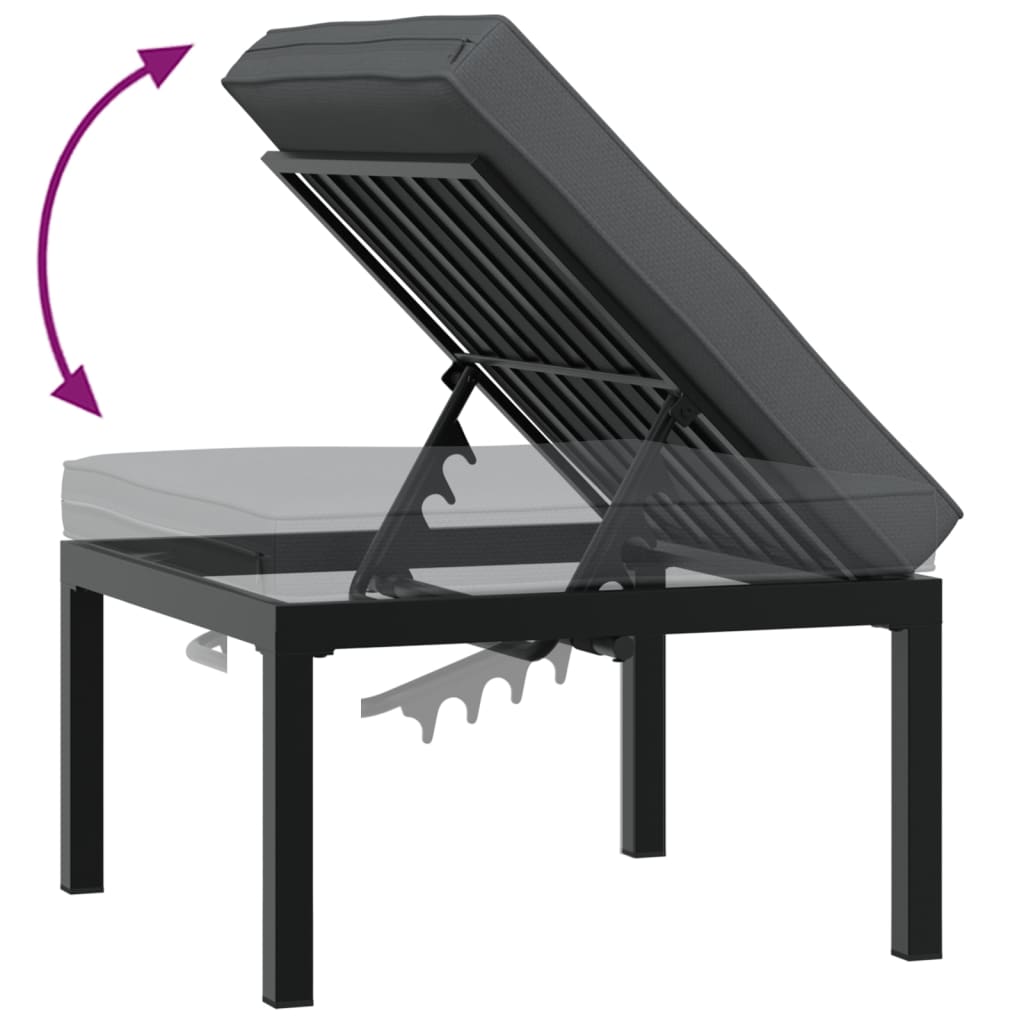 Set Divani da Giardino 3 pz con Cuscini in Alluminio Nero | homemem39
