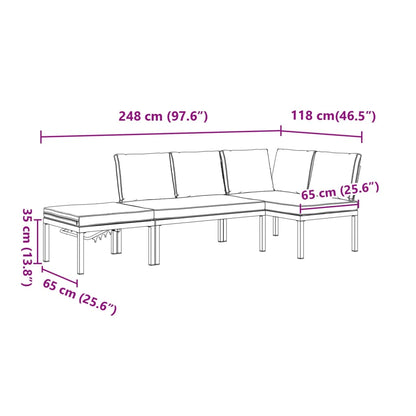 Set Divani da Giardino 3 pz con Cuscini in Alluminio Nero | homemem39