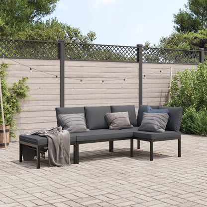 Set Divani da Giardino 3 pz con Cuscini in Alluminio Nero | homemem39