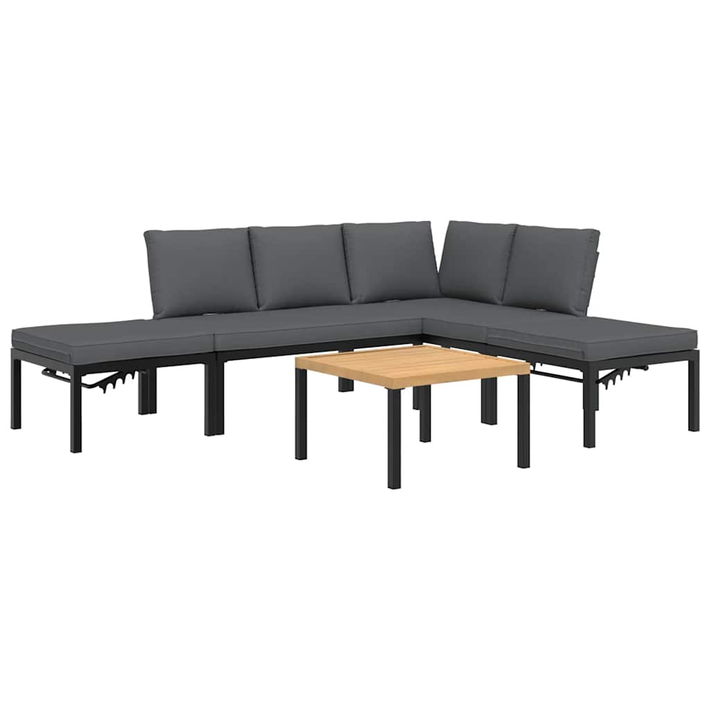 Set Divani da Giardino 5 pz con Cuscini in Alluminio Nero | homemem39
