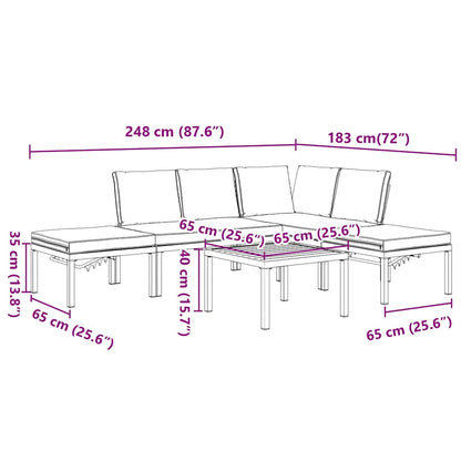Set Divani da Giardino 5 pz con Cuscini in Alluminio Nero | homemem39