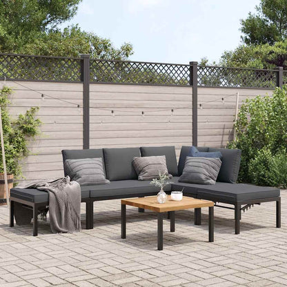 Set Divani da Giardino 5 pz con Cuscini in Alluminio Nero | homemem39