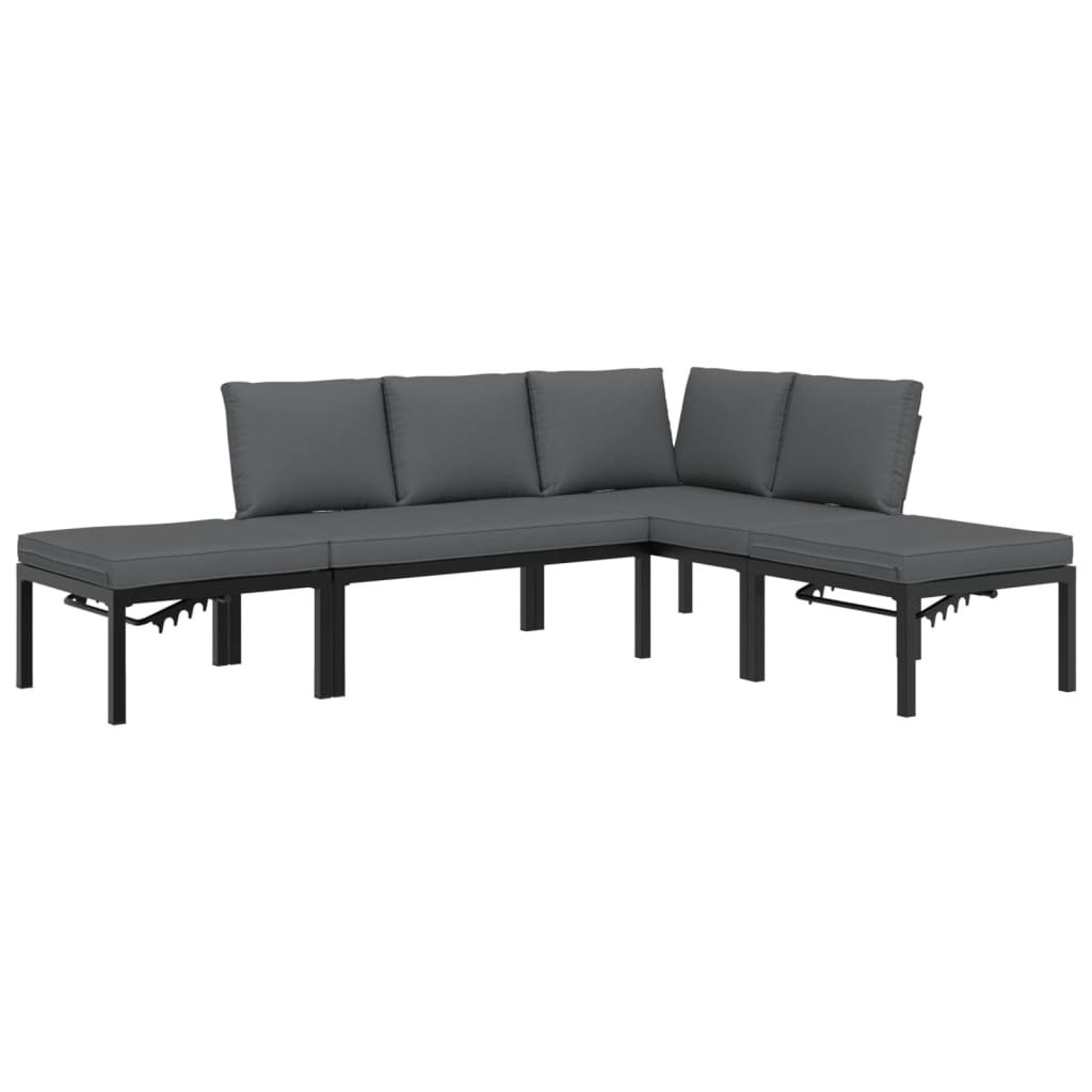 Set Divani da Giardino 4 pz con Cuscini in Alluminio Nero | homemem39
