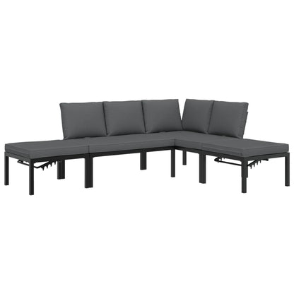 Set Divani da Giardino 4 pz con Cuscini in Alluminio Nero | homemem39