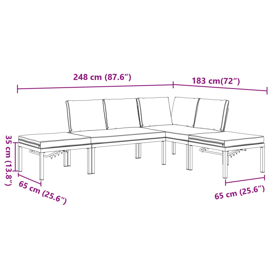 Set Divani da Giardino 4 pz con Cuscini in Alluminio Nero | homemem39