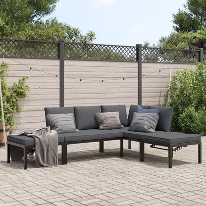 Set Divani da Giardino 4 pz con Cuscini in Alluminio Nero | homemem39