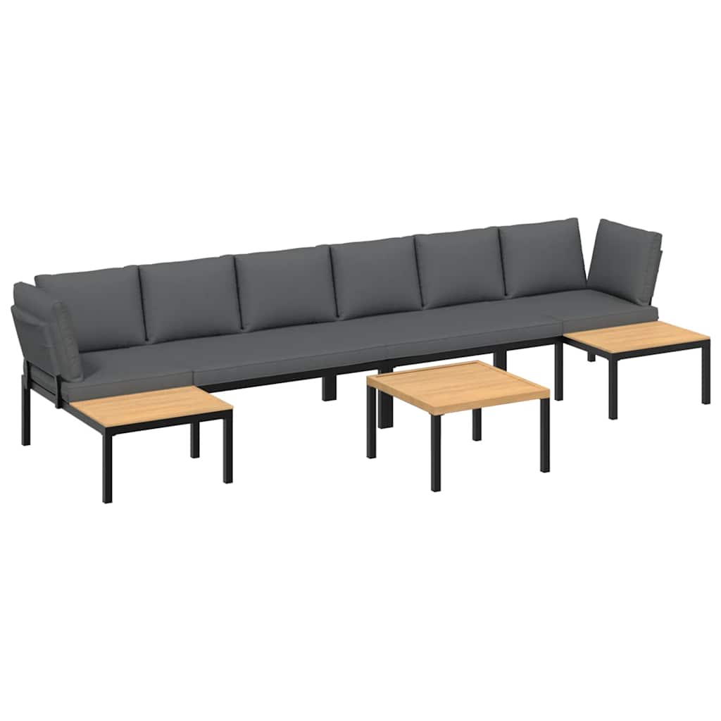 Set Divani da Giardino 5 pz con Cuscini in Alluminio Nero | homemem39