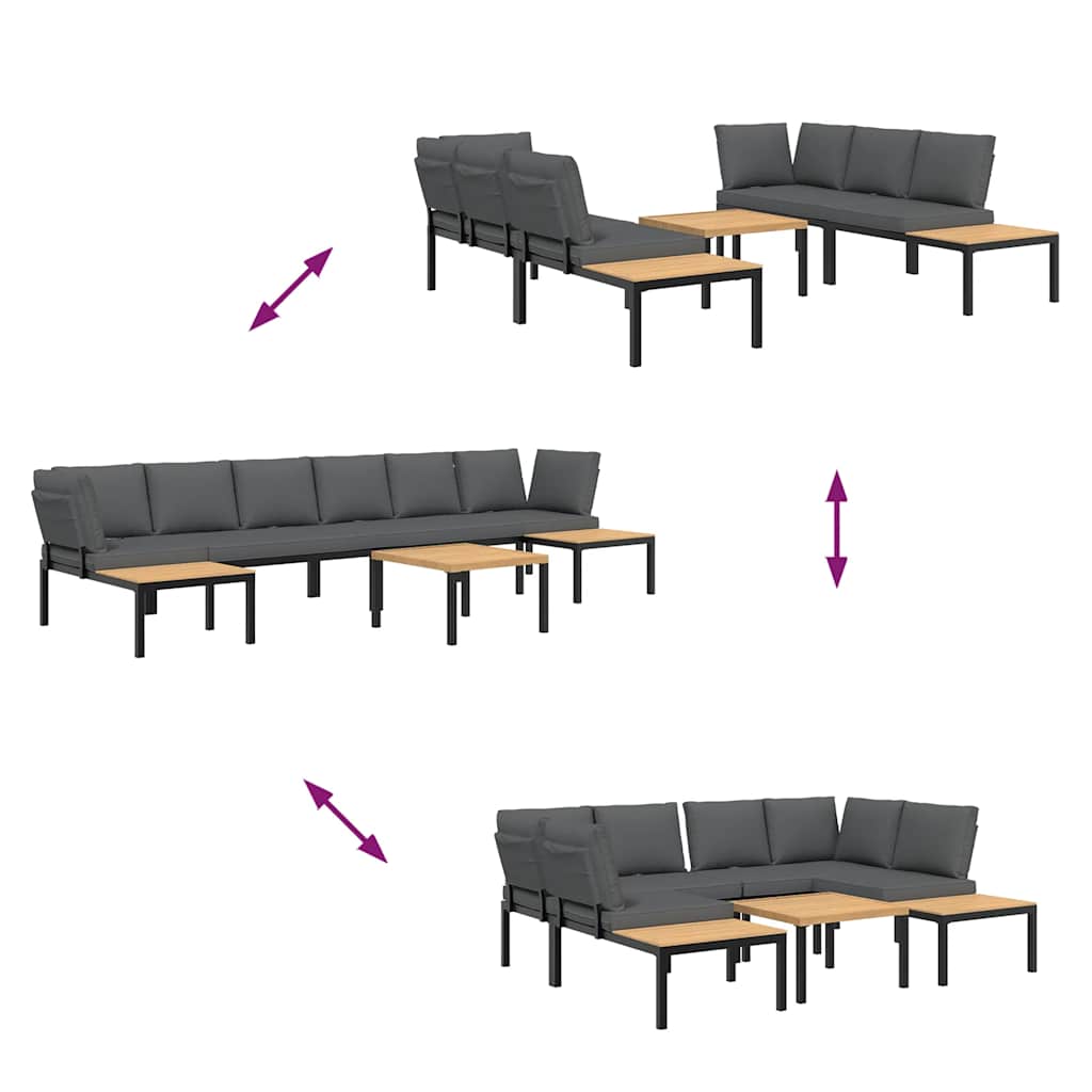 Set Divani da Giardino 5 pz con Cuscini in Alluminio Nero | homemem39
