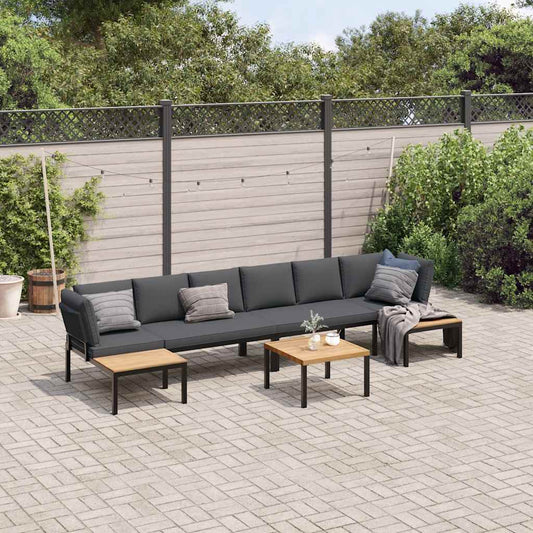 Set Divani da Giardino 5 pz con Cuscini in Alluminio Nero - homemem39