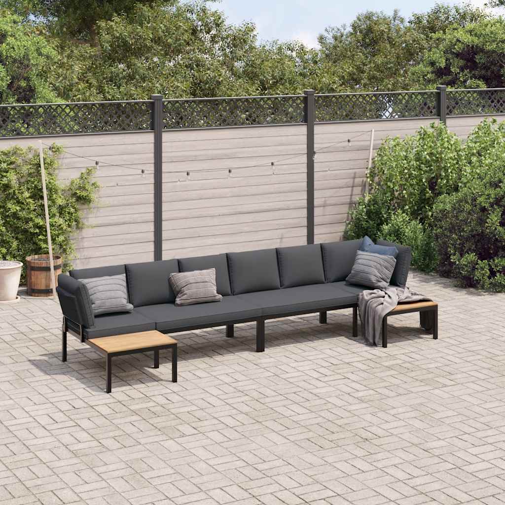 Set Divani da Giardino 4 pz con Cuscini in Alluminio Nero - homemem39