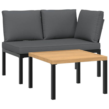 Set Divani da Giardino 2 pz con Cuscini in Alluminio Nero | homemem39
