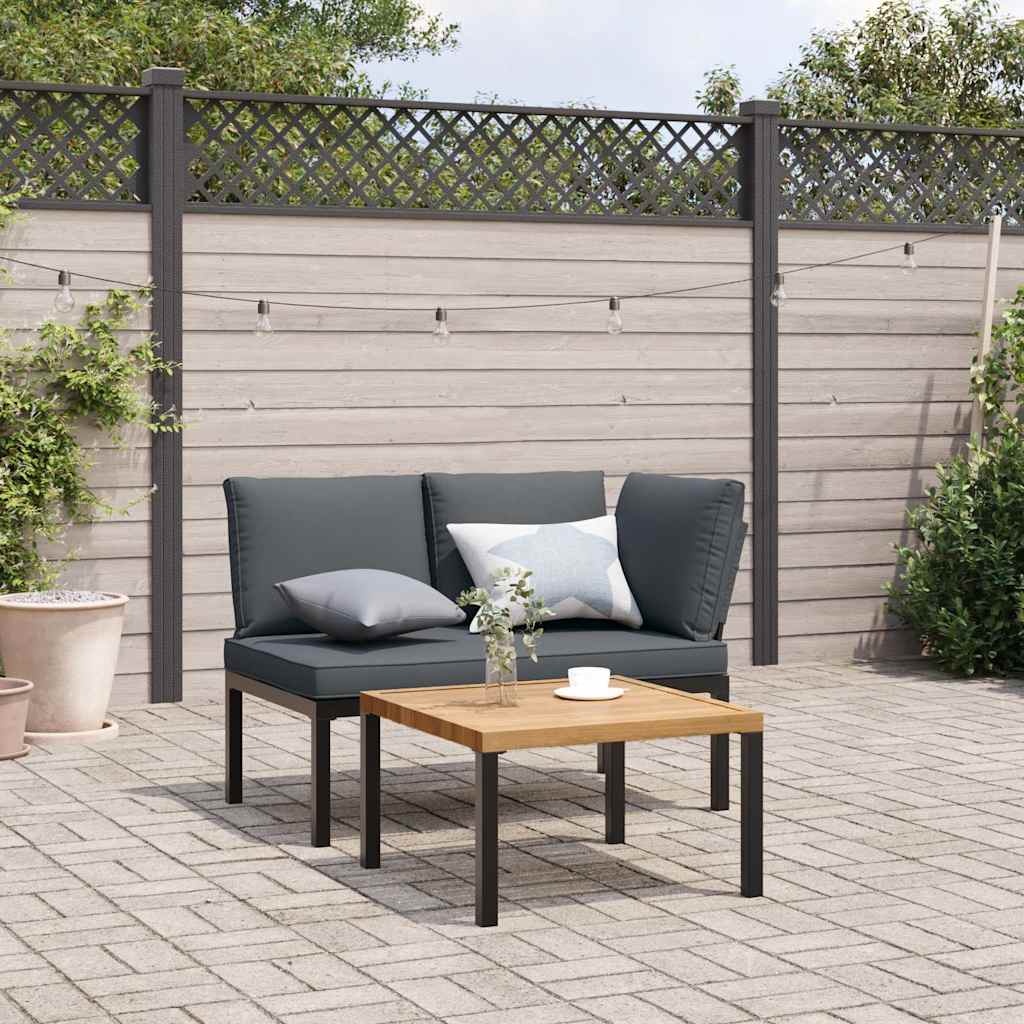 Set Divani da Giardino 2 pz con Cuscini in Alluminio Nero | homemem39