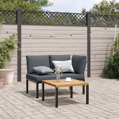 Set Divani da Giardino 2 pz con Cuscini in Alluminio Nero | homemem39