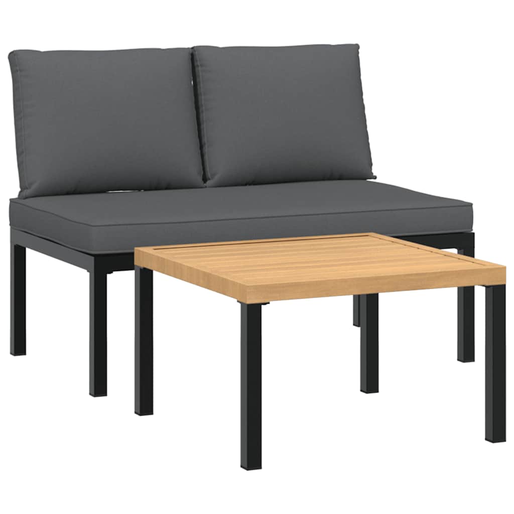 Set Divani da Giardino 2 pz con Cuscini in Alluminio Nero | homemem39
