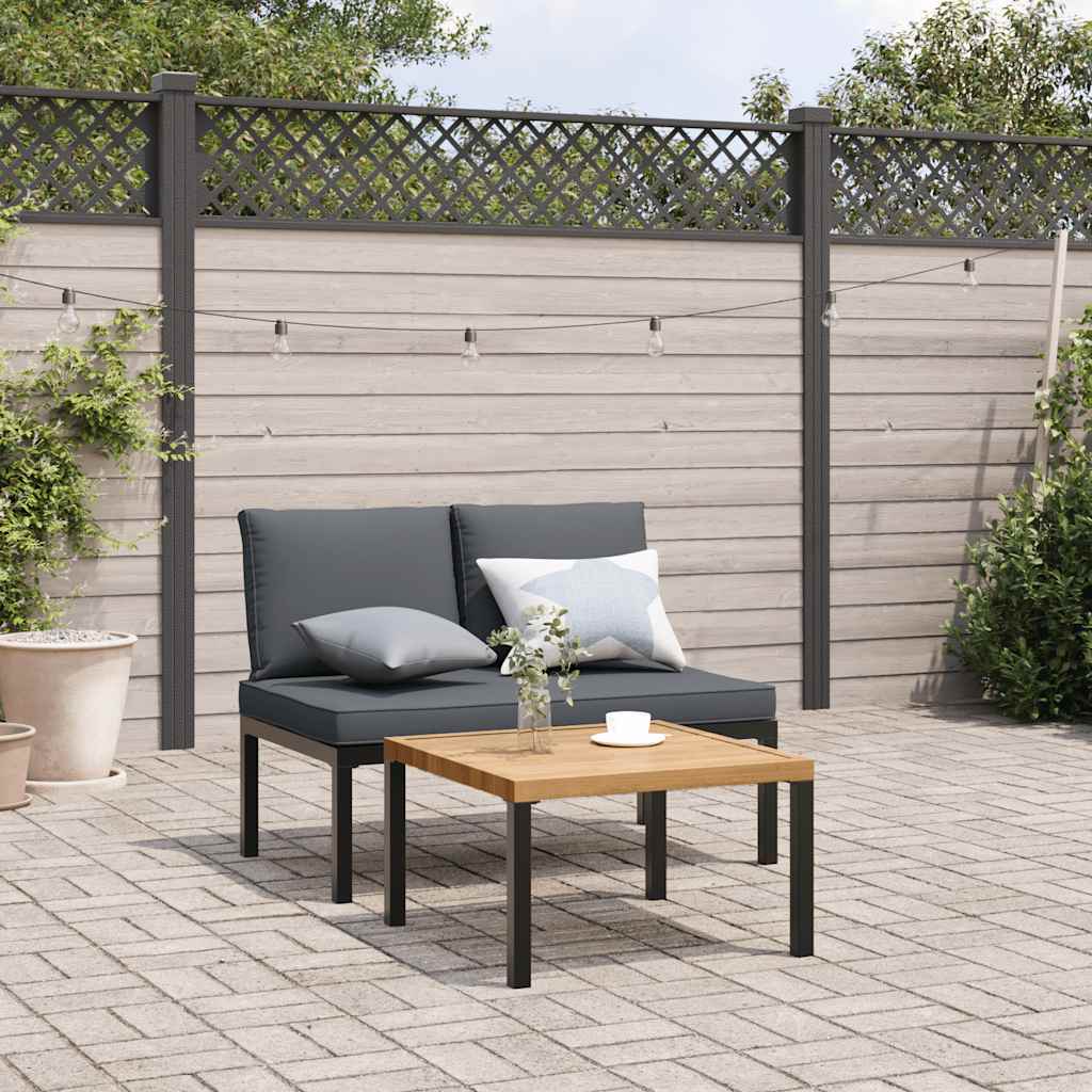 Set Divani da Giardino 2 pz con Cuscini in Alluminio Nero | homemem39