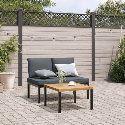 Set Divani da Giardino 2 pz con Cuscini in Alluminio Nero | homemem39