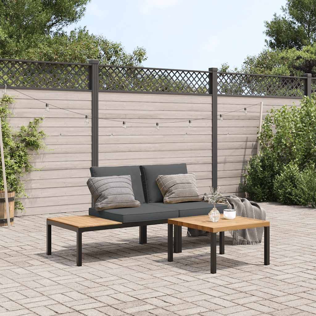 Set Divani da Giardino 3 pz con Cuscini in Alluminio Nero | homemem39