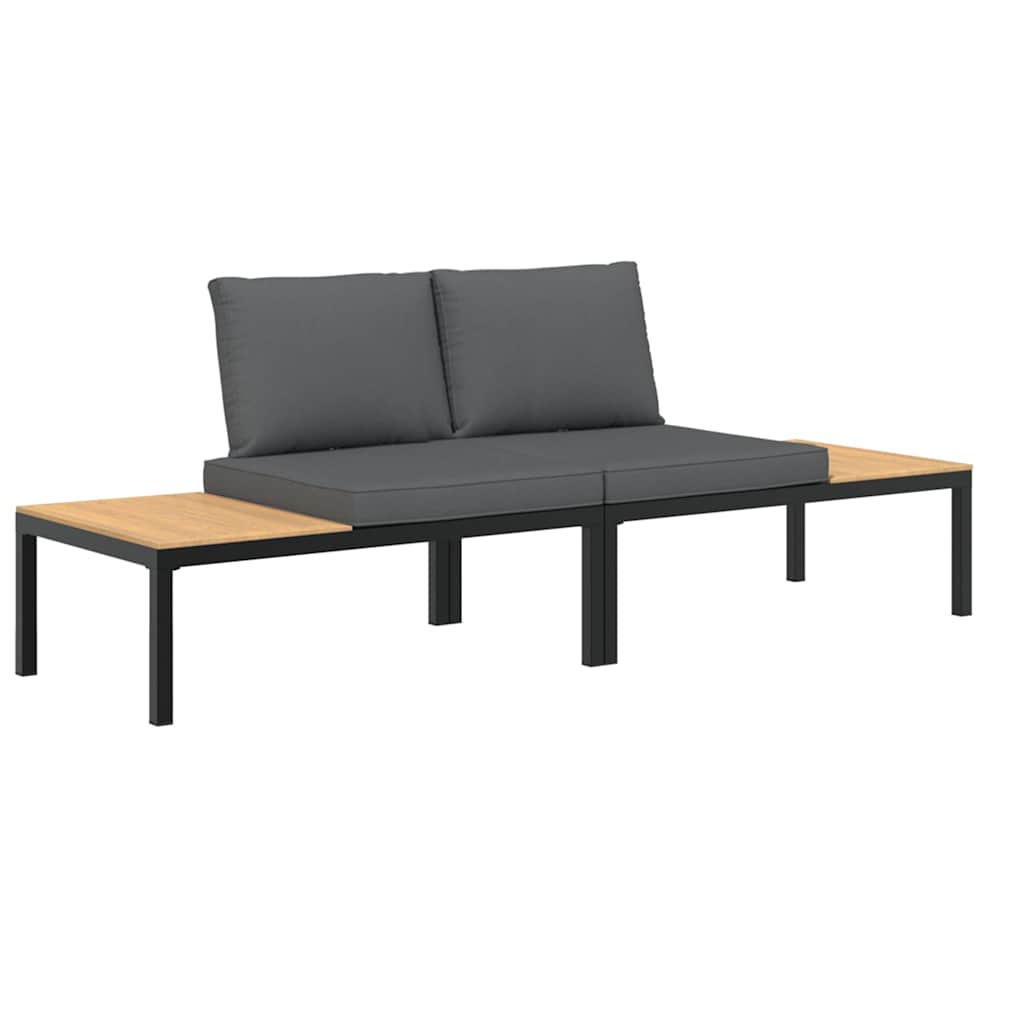 Set Divani da Giardino 2 pz con Cuscini in Alluminio Nero | homemem39