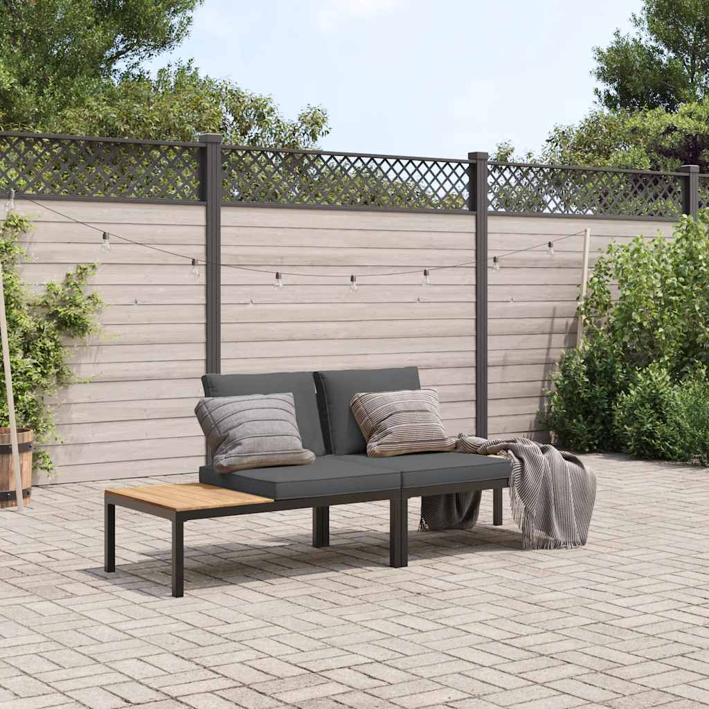 Set Divani da Giardino 2 pz con Cuscini in Alluminio Nero | homemem39
