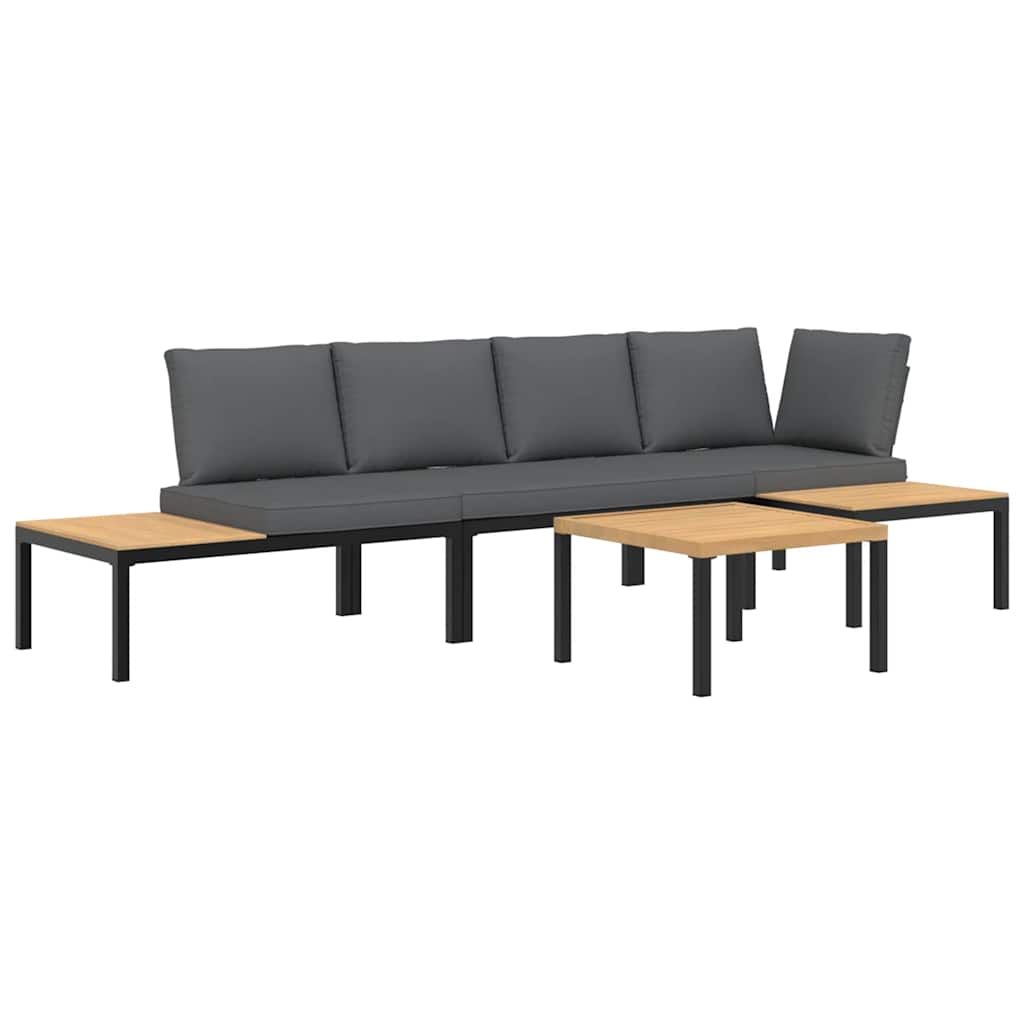 Set Divani da Giardino 4 pz con Cuscini in Alluminio Nero | homemem39