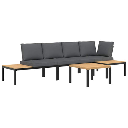 Set Divani da Giardino 4 pz con Cuscini in Alluminio Nero | homemem39