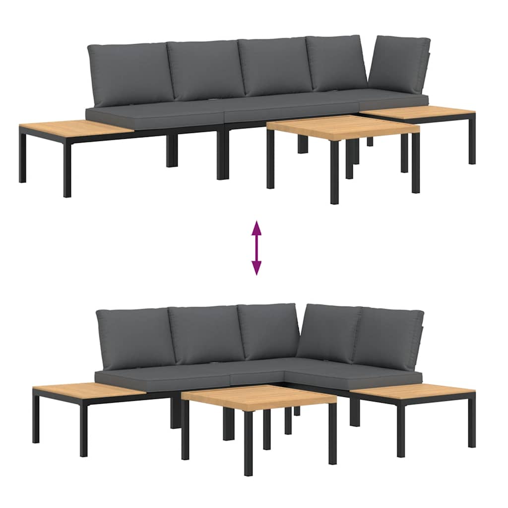 Set Divani da Giardino 4 pz con Cuscini in Alluminio Nero | homemem39