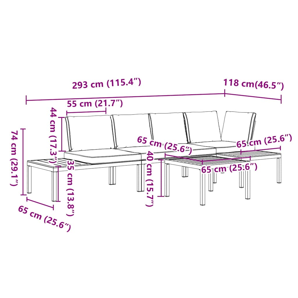 Set Divani da Giardino 4 pz con Cuscini in Alluminio Nero | homemem39