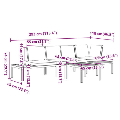 Set Divani da Giardino 4 pz con Cuscini in Alluminio Nero | homemem39