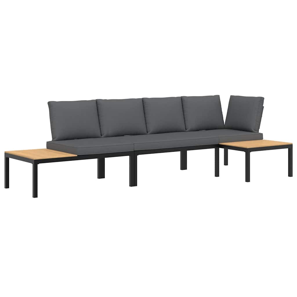 Set Divani da Giardino 3 pz con Cuscini in Alluminio Nero | homemem39