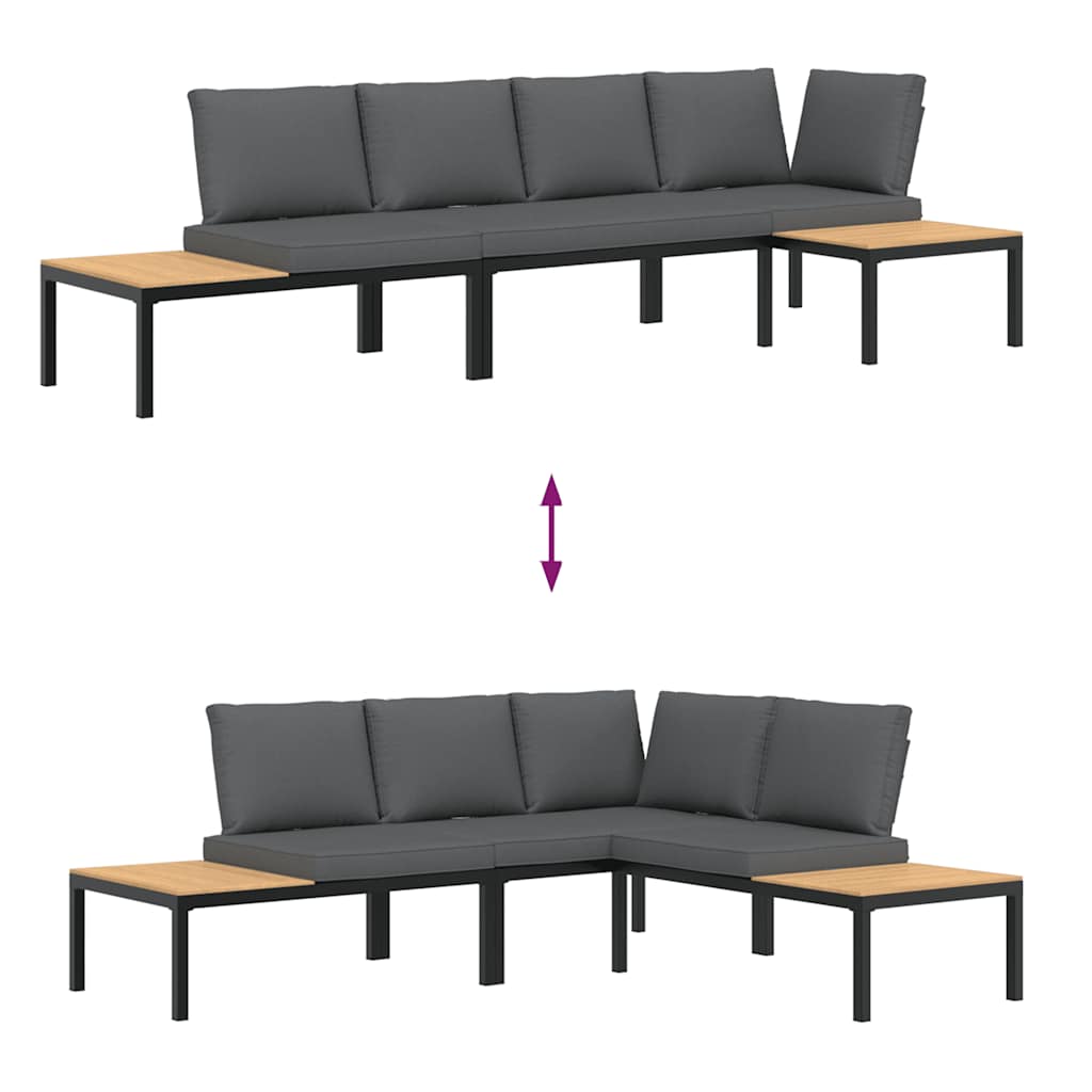 Set Divani da Giardino 3 pz con Cuscini in Alluminio Nero | homemem39