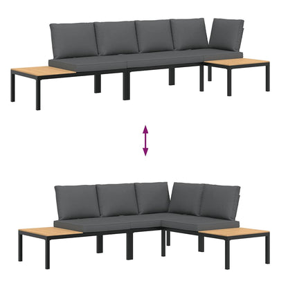Set Divani da Giardino 3 pz con Cuscini in Alluminio Nero | homemem39