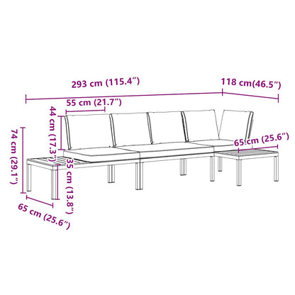 Set Divani da Giardino 3 pz con Cuscini in Alluminio Nero | homemem39