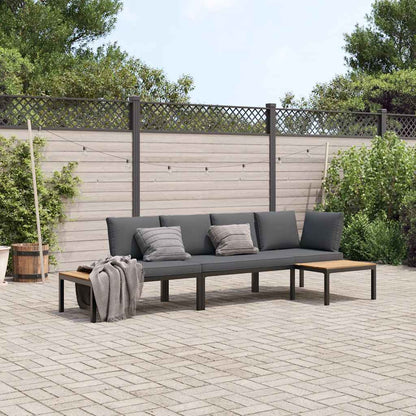 Set Divani da Giardino 3 pz con Cuscini in Alluminio Nero | homemem39