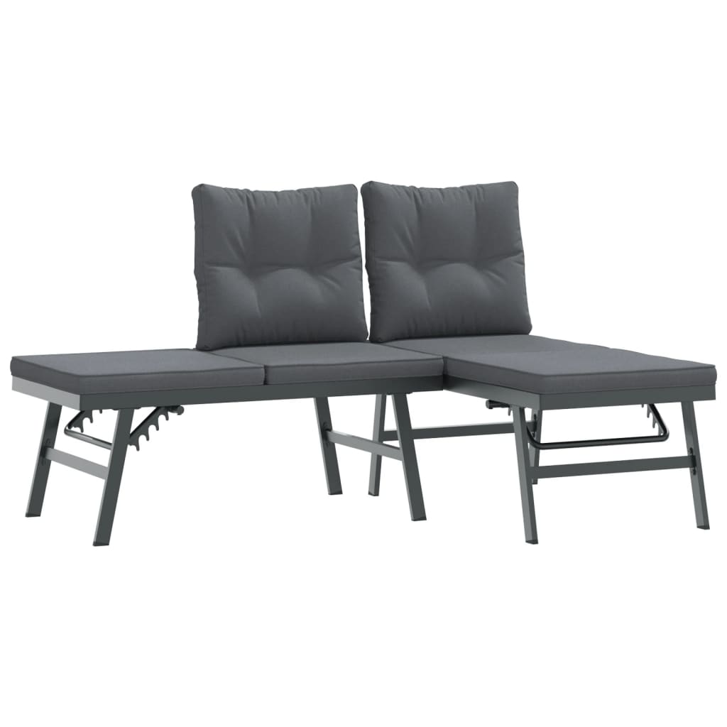 Set Panche Giardino Cuscini 3pz Nere Acciaio Verniciato Polvere | homemem39