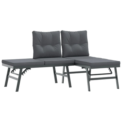 Set Panche Giardino Cuscini 3pz Nere Acciaio Verniciato Polvere | homemem39