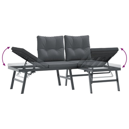 Set Panche Giardino Cuscini 3pz Nere Acciaio Verniciato Polvere | homemem39