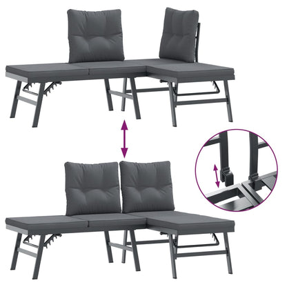 Set Panche Giardino Cuscini 3pz Nere Acciaio Verniciato Polvere | homemem39